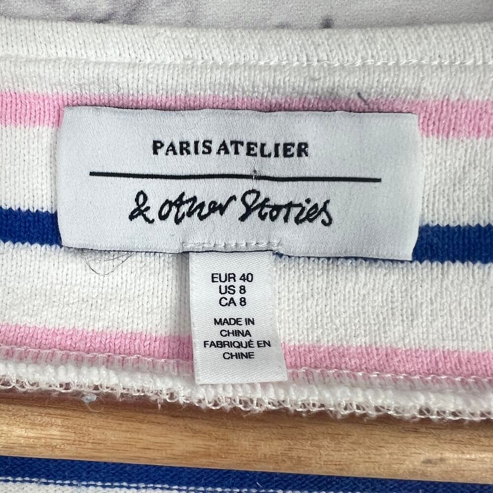 &‎ Other Stories Women's 8 Nautical Coastal Minimalist Striped Long Sleeve Tee - Picture 6 of 11